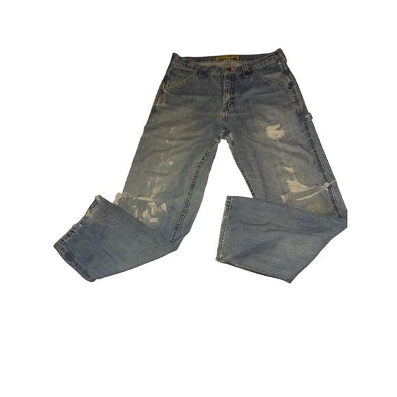 VTG Lee Dungaree Carpenter Jeans Men 30x30 Distressed Loose Fit Relaxed Denim - Picture 1 of 12